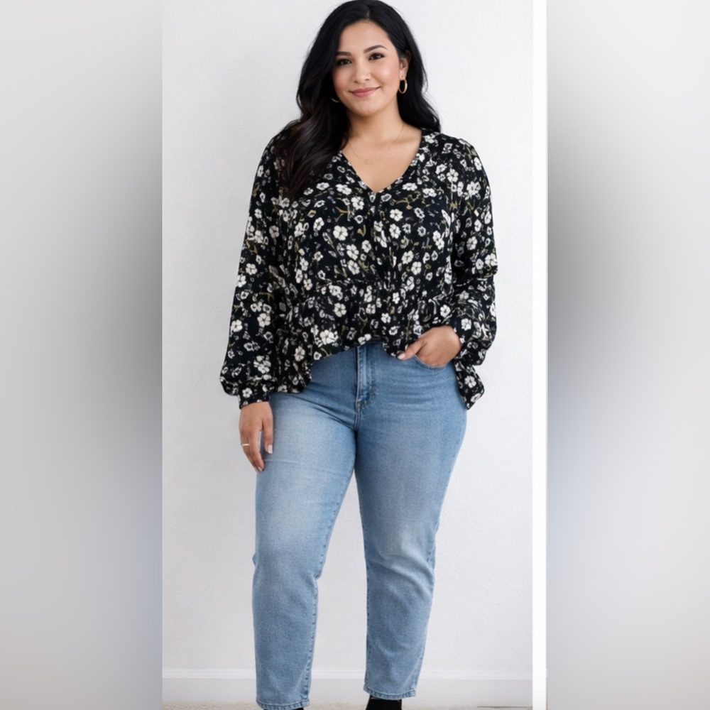 Hayden Black and White Floral Blouse